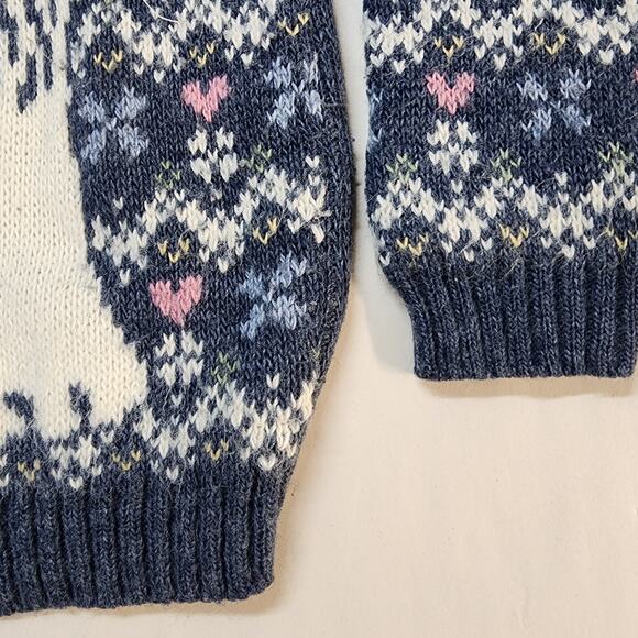 Vintage Heartworks 3D Knit Sweater Girls 4T Dog Hearts Roll Neck Twee Retro 80s - Picture 7 of 11
